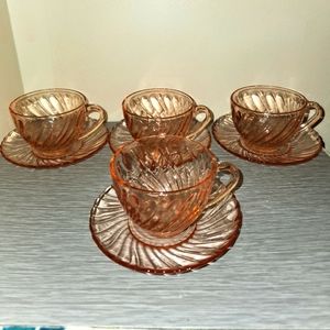 SET OF 4 Rosaline Cups and Saucers